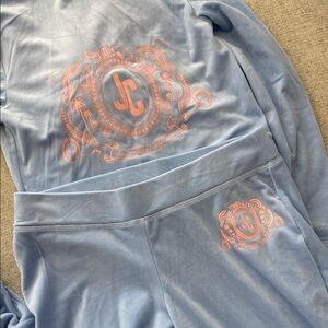 Juicy Couture vista Blue with whisper pink glitter Logo tracksuit Set